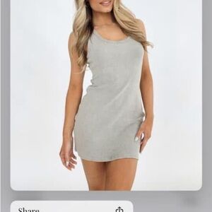 Stylish ribbed Gray Sleeveless Dress